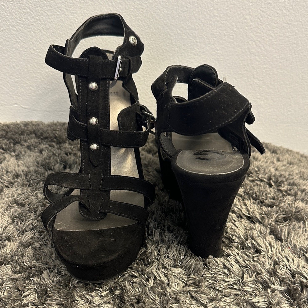 G by Guess Black Platform Strappy Heels
